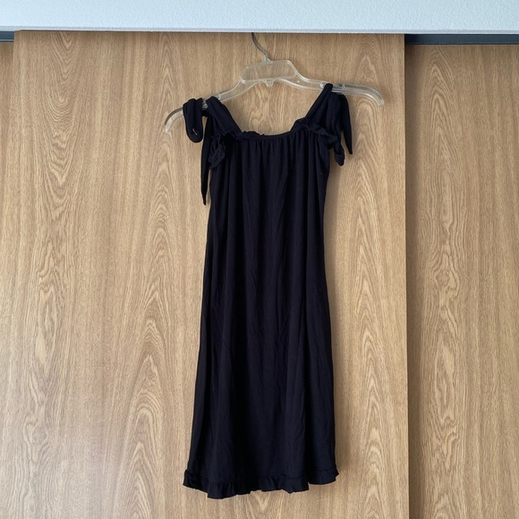 Black Frill Tie Shoulder Dress - Picture 2 of 3